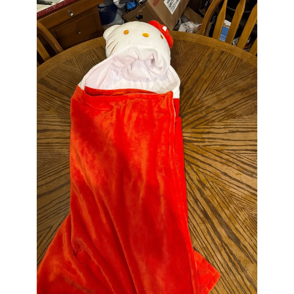 Hello Kitty Sanrio Red Plush Hooded Wearable Blanket Franco Mfg 2024 Kids Cozy